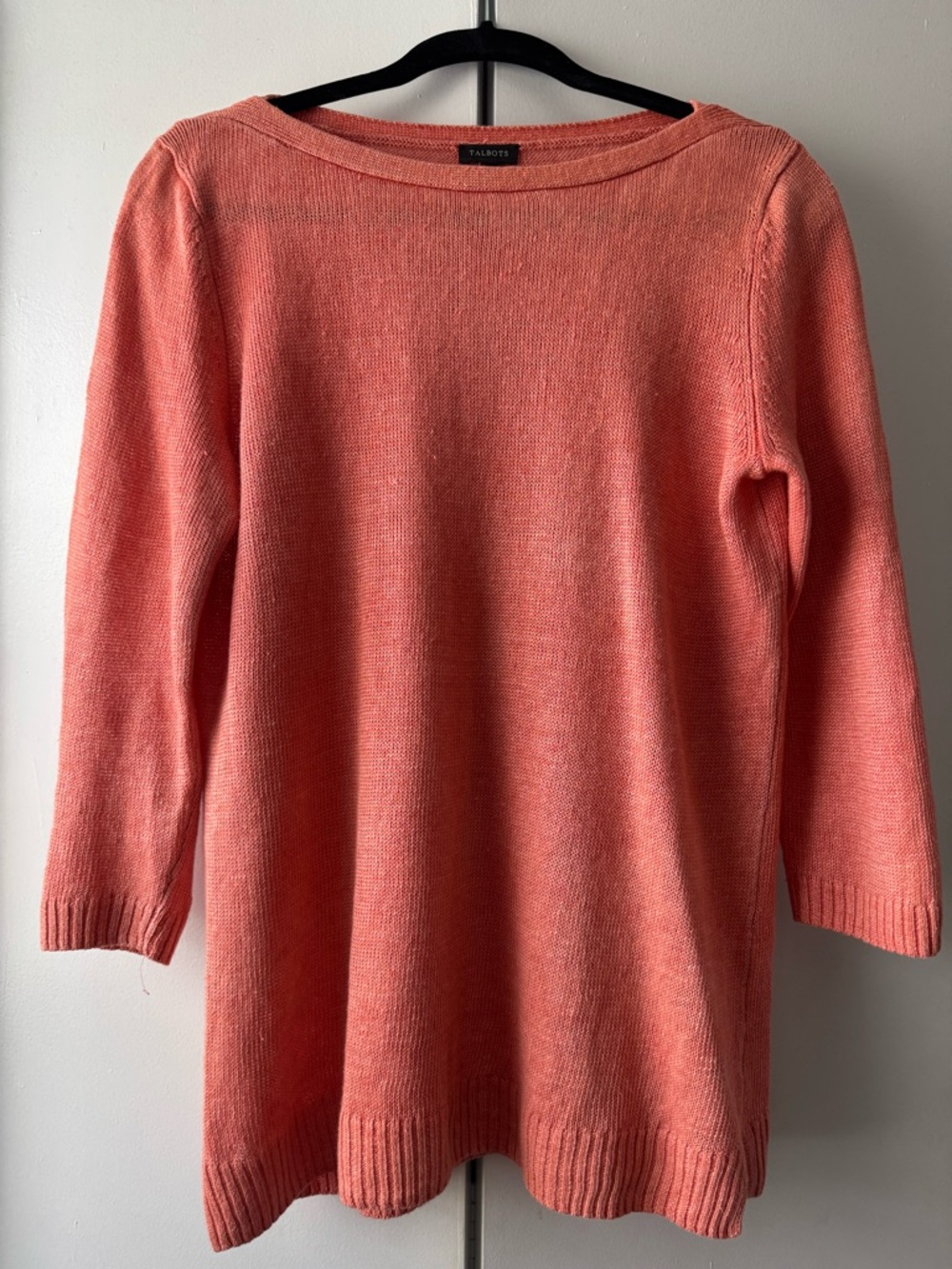 Talbots Coral Scoopneck Cotton-Blend Sweater